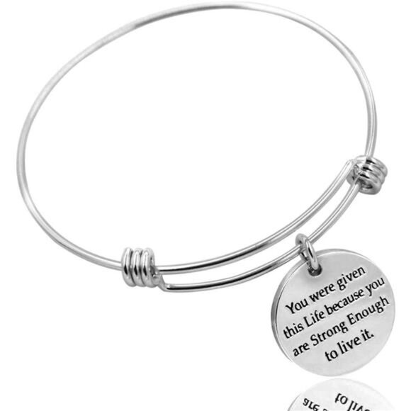 Women Inspirational Bracelet Set 3 Pack Engraved Motivational Adjustable Silver - Picture 2 of 8